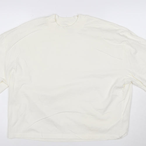 Monoprix Men's Ivory Organic Cotton Crew Neck T-Shirt Size L