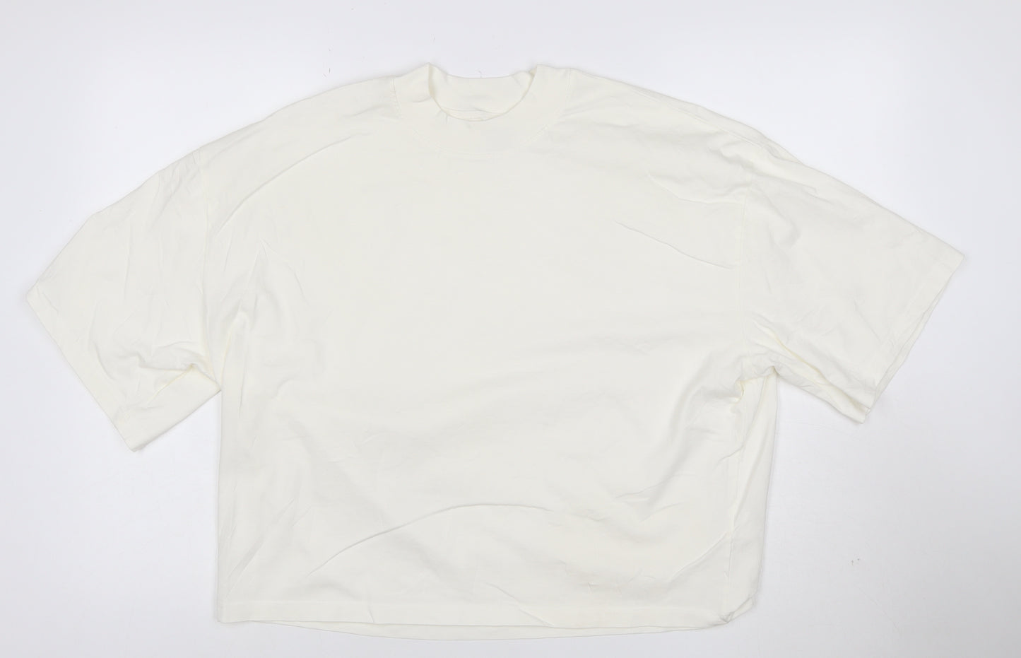Monoprix Men's Ivory Organic Cotton Crew Neck T-Shirt Size L