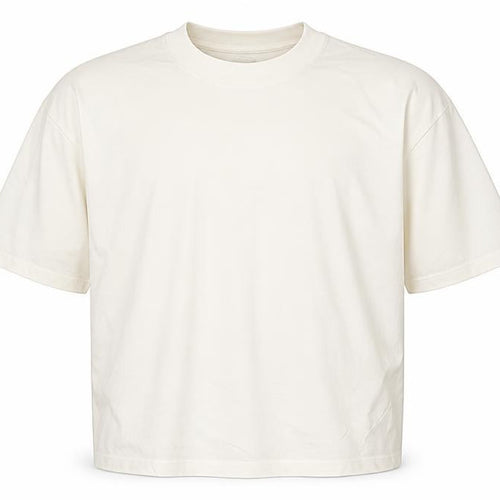 Monoprix Men's Ivory Organic Cotton Crew Neck T-Shirt Size L