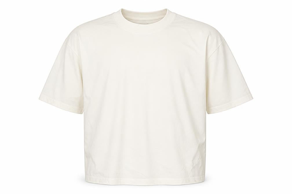 Monoprix Men's Ivory Organic Cotton Crew Neck T-Shirt Size L