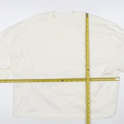 Monoprix Men's Ivory Organic Cotton Crew Neck T-Shirt Size L