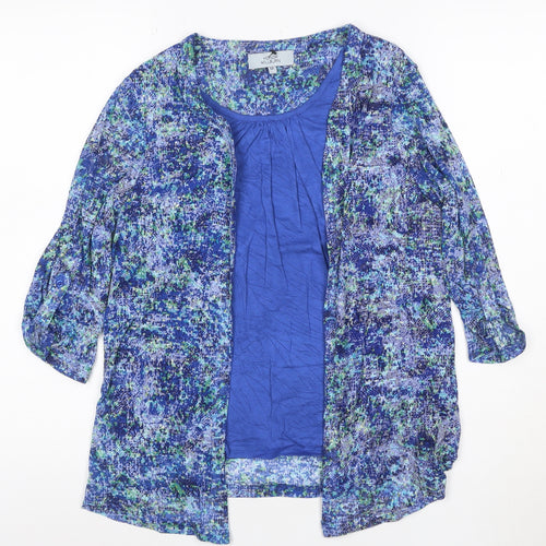 Honor Millburn Women's Blue Tunic Blouse Size 12 3/4 Sleeve