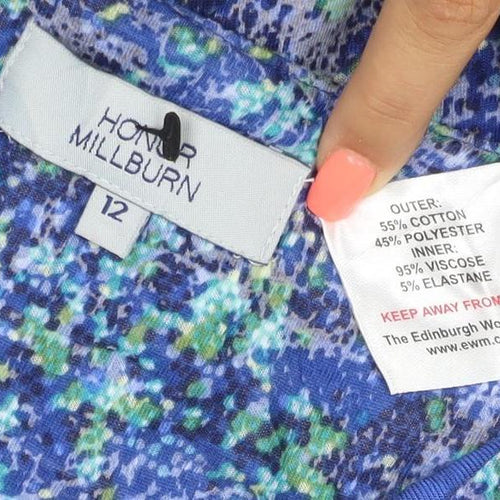 Honor Millburn Women's Blue Tunic Blouse Size 12 3/4 Sleeve
