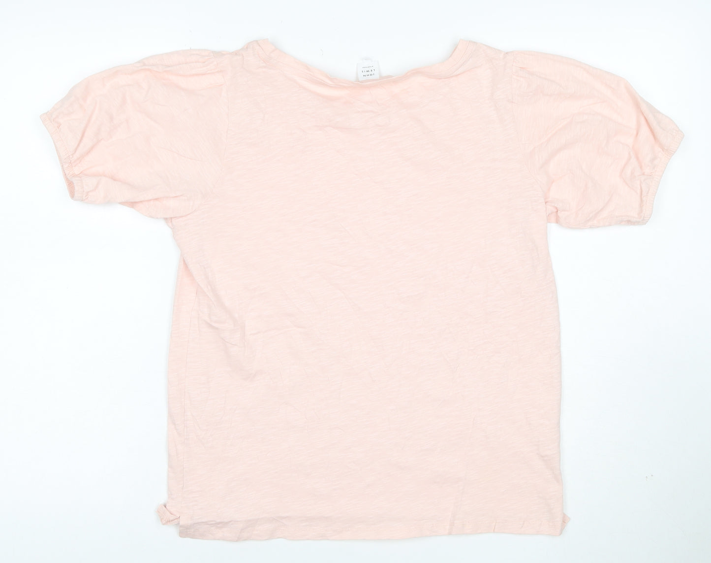 John Lewis Women Pink Cotton Puff Short Sleeve T-Shirt Size 10