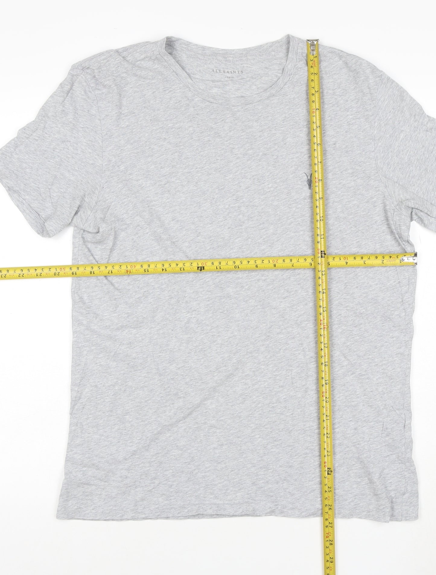 AllSaints Men's Grey Cotton Crew Neck T-Shirt Size L