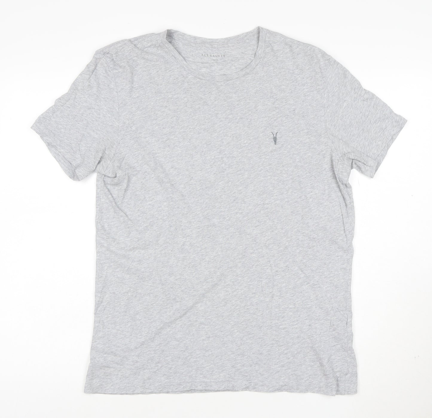 AllSaints Men's Grey Cotton Crew Neck T-Shirt Size L
