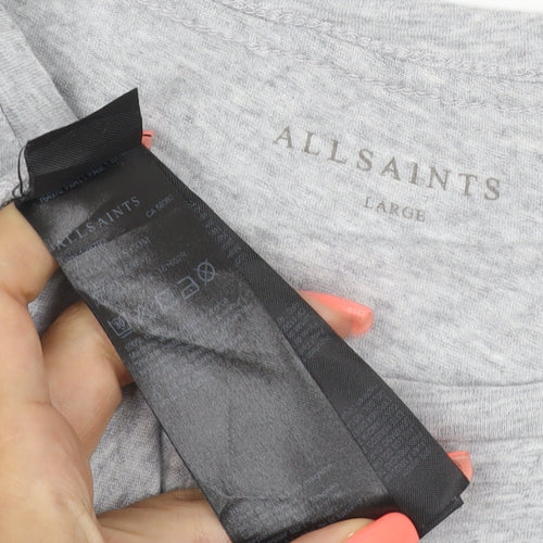 AllSaints Men's Grey Cotton Crew Neck T-Shirt Size L
