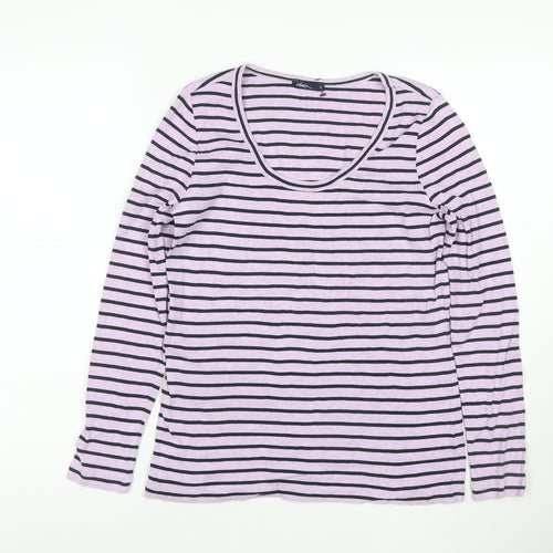 Desigual Women's Pink Striped Long Sleeve Cotton T-Shirt Size S
