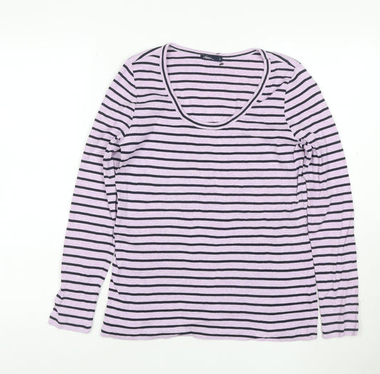 Desigual Women's Pink Striped Long Sleeve Cotton T-Shirt Size S
