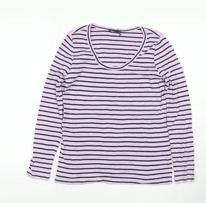 Desigual Women's Pink Striped Long Sleeve Cotton T-Shirt Size S