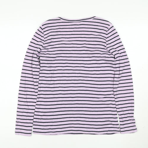 Desigual Women's Pink Striped Long Sleeve Cotton T-Shirt Size S