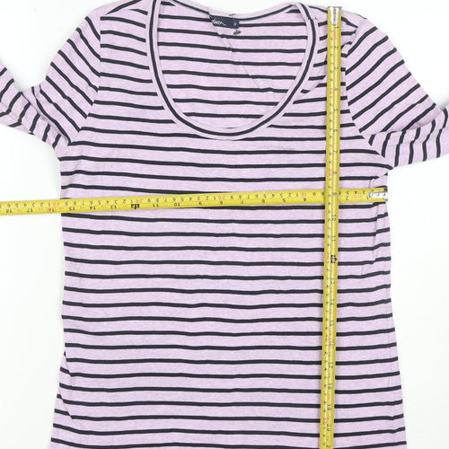Desigual Women's Pink Striped Long Sleeve Cotton T-Shirt Size S