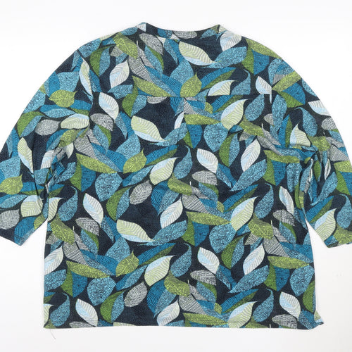 Tigi Women's Multicoloured Leaf Print Henley Tunic Blouse Size 18