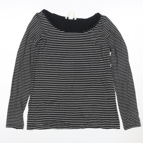 H&M MAMA Black Striped Long Sleeve Scoop Neck Maternity Top Size 8