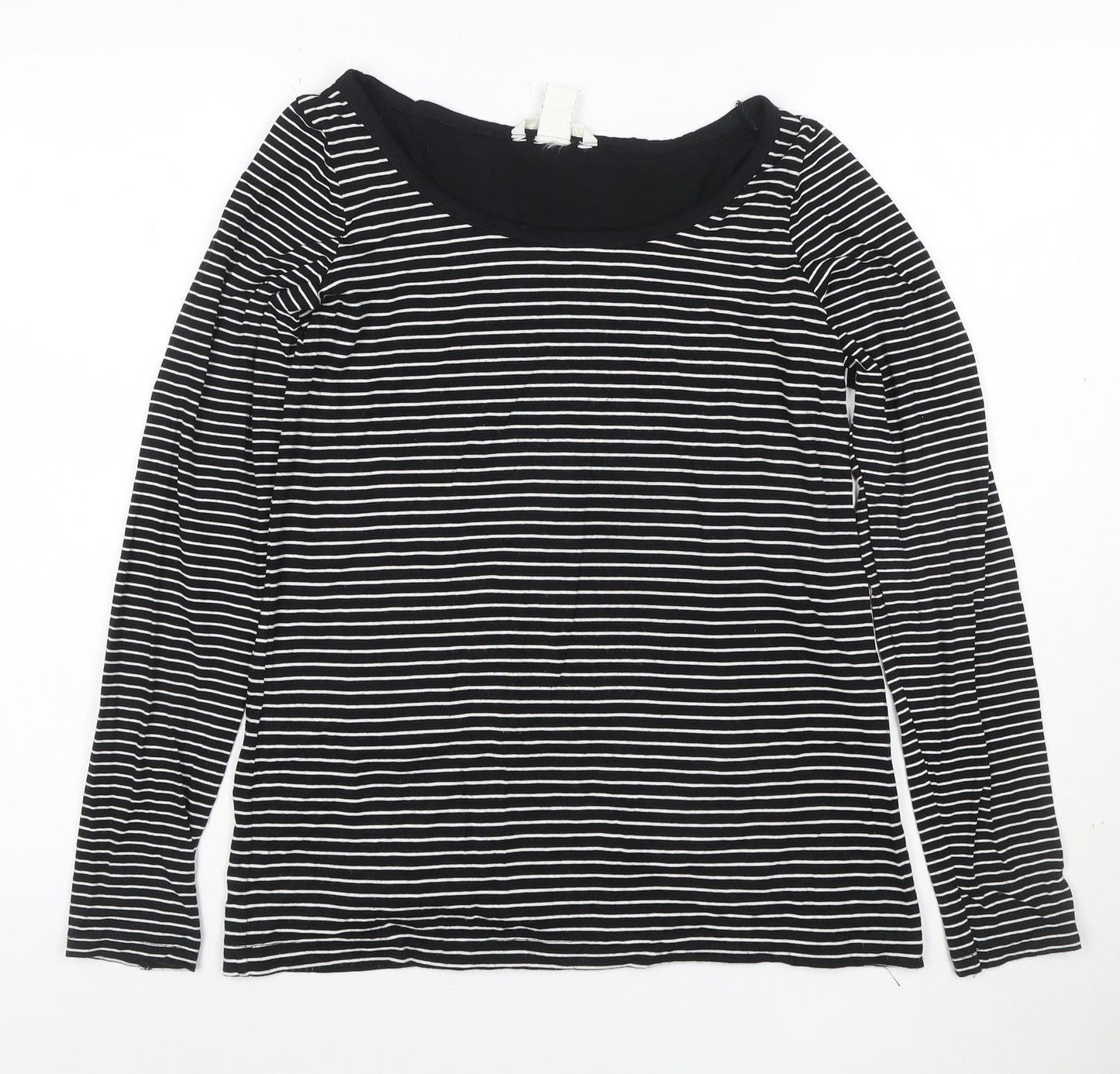 H&M MAMA Black Striped Long Sleeve Scoop Neck Maternity Top Size 8