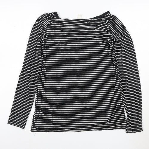 H&M MAMA Black Striped Long Sleeve Scoop Neck Maternity Top Size 8