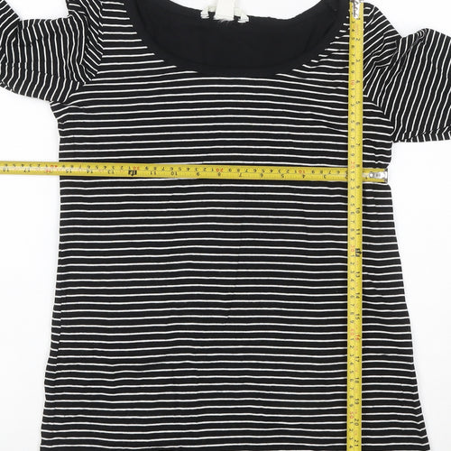 H&M MAMA Black Striped Long Sleeve Scoop Neck Maternity Top Size 8