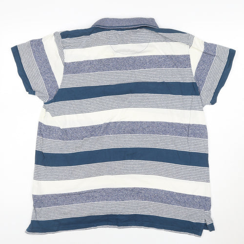 Pierre Cardin Paris Men's Blue Striped Regular Fit Polo Shirt Size L