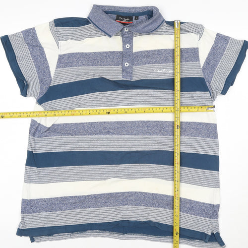 Pierre Cardin Paris Men's Blue Striped Regular Fit Polo Shirt Size L