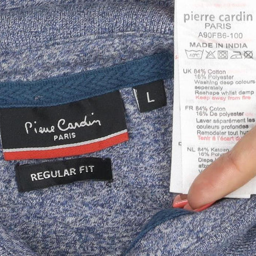 Pierre Cardin Paris Men's Blue Striped Regular Fit Polo Shirt Size L