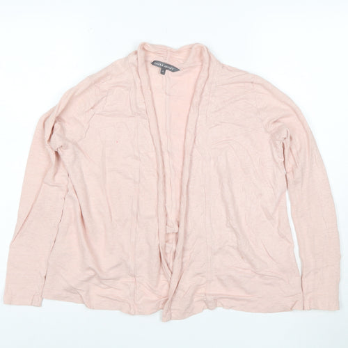 Laura Ashley Women’s Pink Linen Open Cardigan M Lightweight Knit