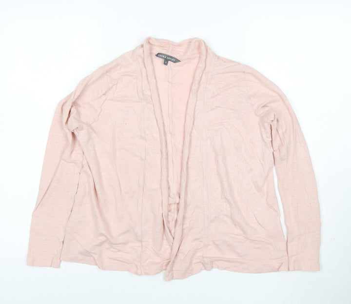 Laura Ashley Women’s Pink Linen Open Cardigan M Lightweight Knit
