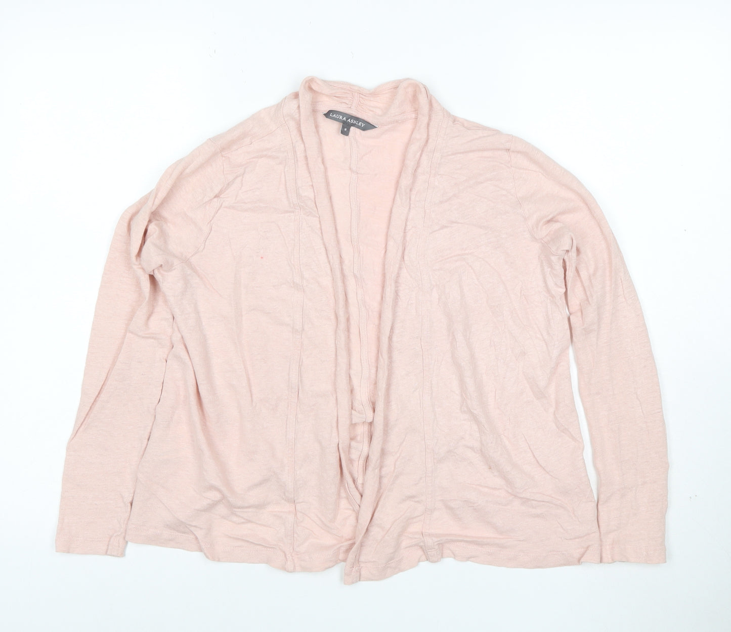 Laura Ashley Women’s Pink Linen Open Cardigan M Lightweight Knit