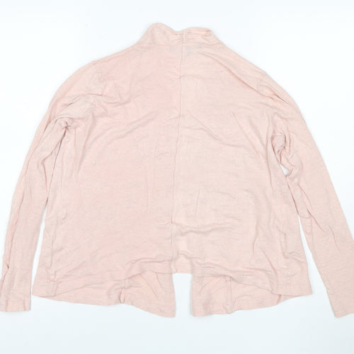 Laura Ashley Women’s Pink Linen Open Cardigan M Lightweight Knit