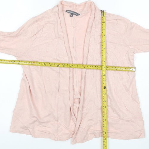 Laura Ashley Women’s Pink Linen Open Cardigan M Lightweight Knit
