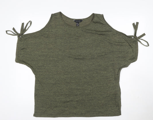 New Look Women’s Green Cold Shoulder T-Shirt Size L