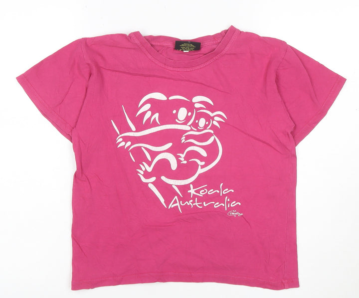 Hoxley Australia Women's Pink Graphic Koala Cotton T-Shirt Size 14
