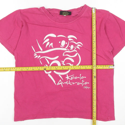 Hoxley Australia Women's Pink Graphic Koala Cotton T-Shirt Size 14