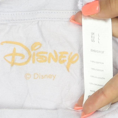 Disney Women’s White Wonderland T-Shirt Size L Short Sleeve Cotton