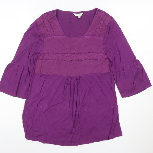 Kiss Therapy Womens Purple 3/4 Sleeve Tunic Blouse Size M