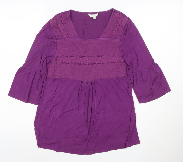 Kiss Therapy Womens Purple 3/4 Sleeve Tunic Blouse Size M