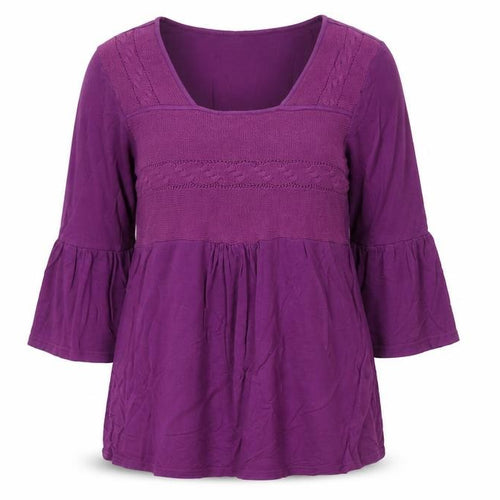 Kiss Therapy Womens Purple 3/4 Sleeve Tunic Blouse Size M