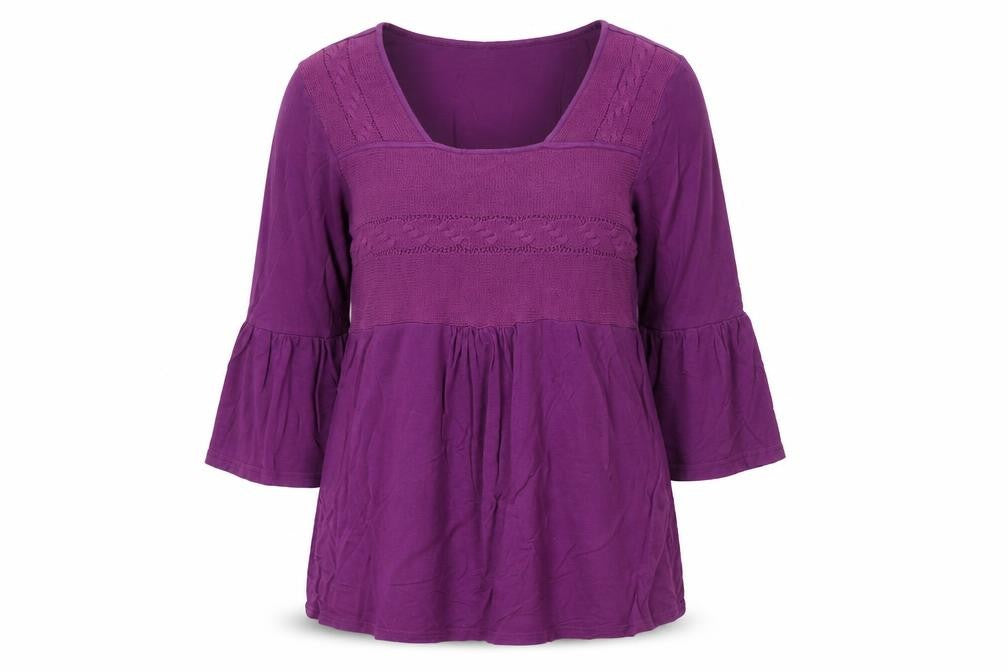 Kiss Therapy Womens Purple 3/4 Sleeve Tunic Blouse Size M