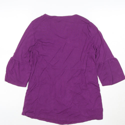 Kiss Therapy Womens Purple 3/4 Sleeve Tunic Blouse Size M