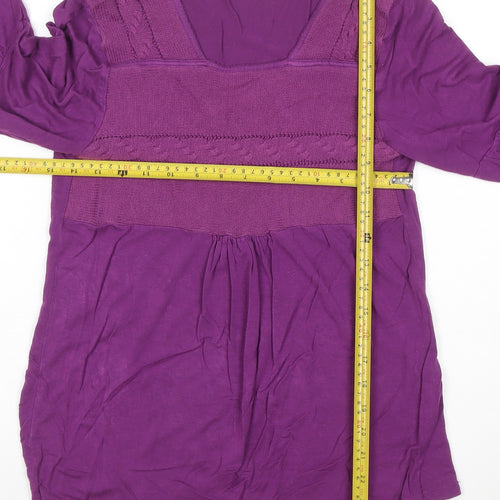 Kiss Therapy Womens Purple 3/4 Sleeve Tunic Blouse Size M