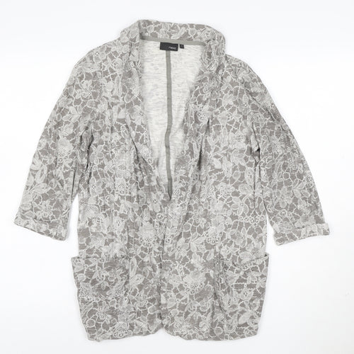 Next Women’s Grey Floral Lace Cotton Tunic Blouse Size 8