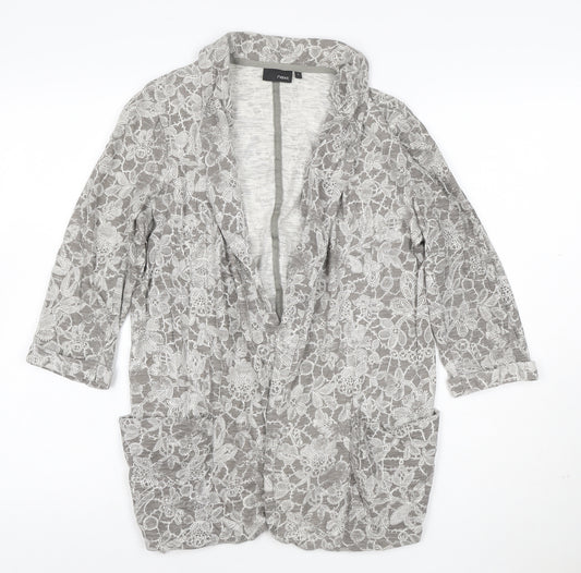 Next Women’s Grey Floral Lace Cotton Tunic Blouse Size 8