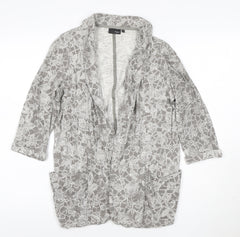 Next Women’s Grey Floral Lace Cotton Tunic Blouse Size 8