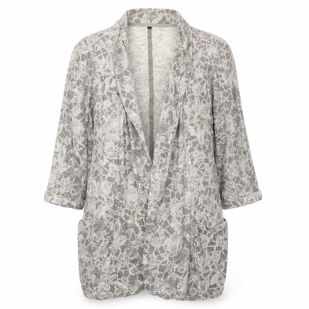 Next Women’s Grey Floral Lace Cotton Tunic Blouse Size 8