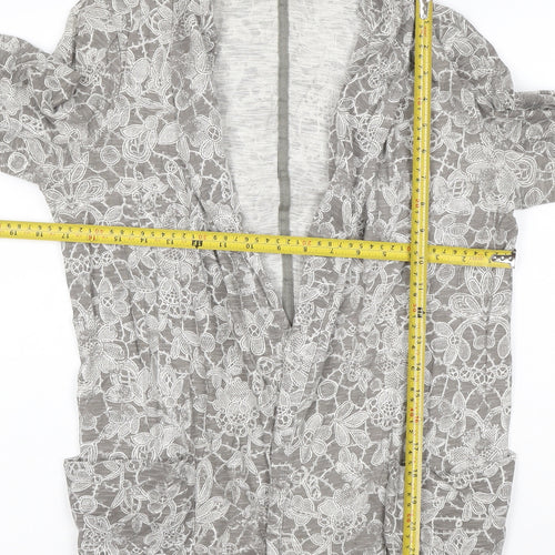Next Women’s Grey Floral Lace Cotton Tunic Blouse Size 8