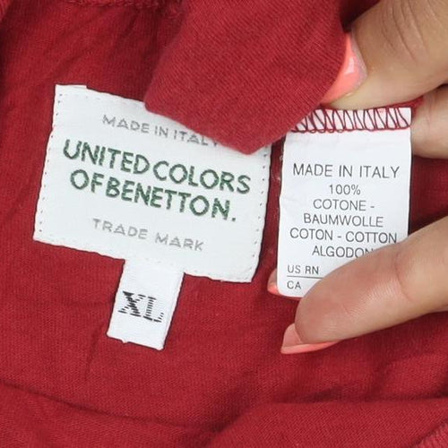 United Colors of Benetton Mens Red XL Cotton Crew Neck T-Shirt
