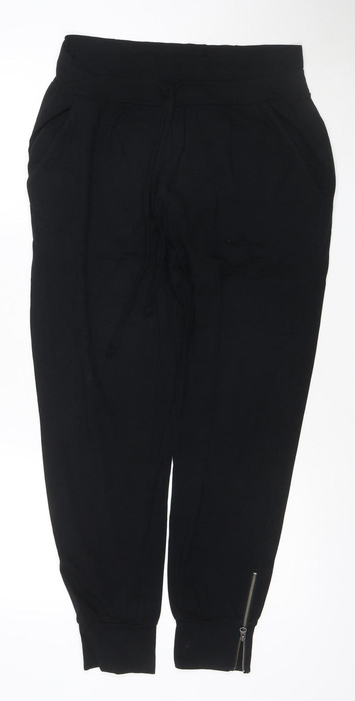 Hush Womens Black Size 10 Jersey Jogger Trousers with Zip Detail