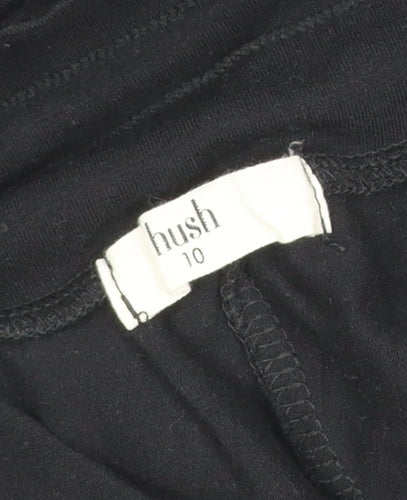 Hush Womens Black Size 10 Jersey Jogger Trousers with Zip Detail