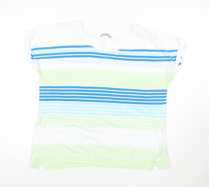 Marks and Spencer Women’s Multicoloured Striped Cotton T-Shirt Size 18