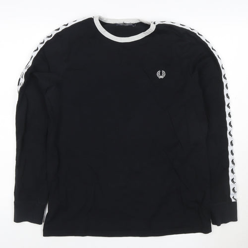 Fred Perry Men’s Black Long Sleeve Crew Neck Sports T-Shirt L