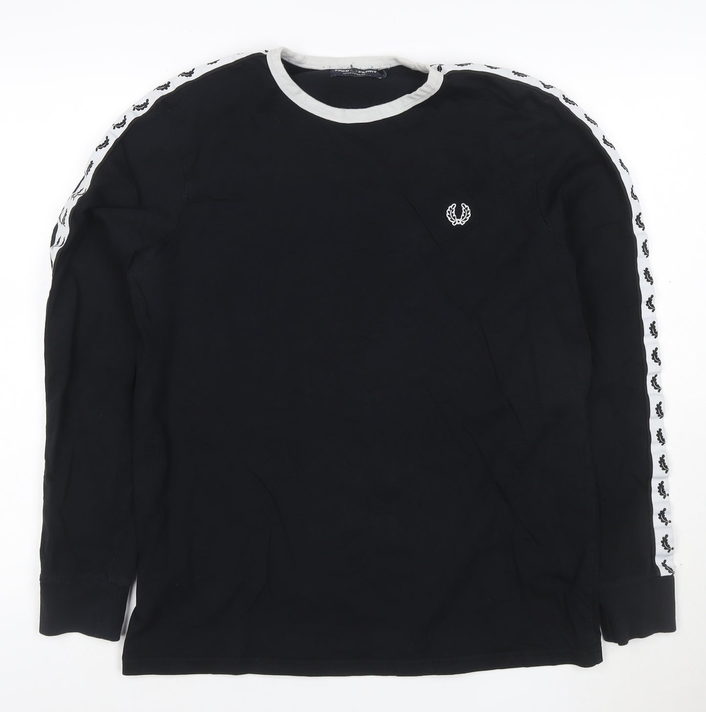 Fred Perry Men’s Black Long Sleeve Crew Neck Sports T-Shirt L